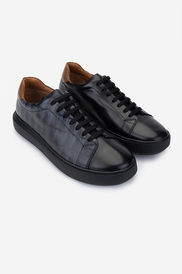  Valmenti Erkek Hakiki Deri Siyah Deri Sneakers & Spor Ayakkabı
