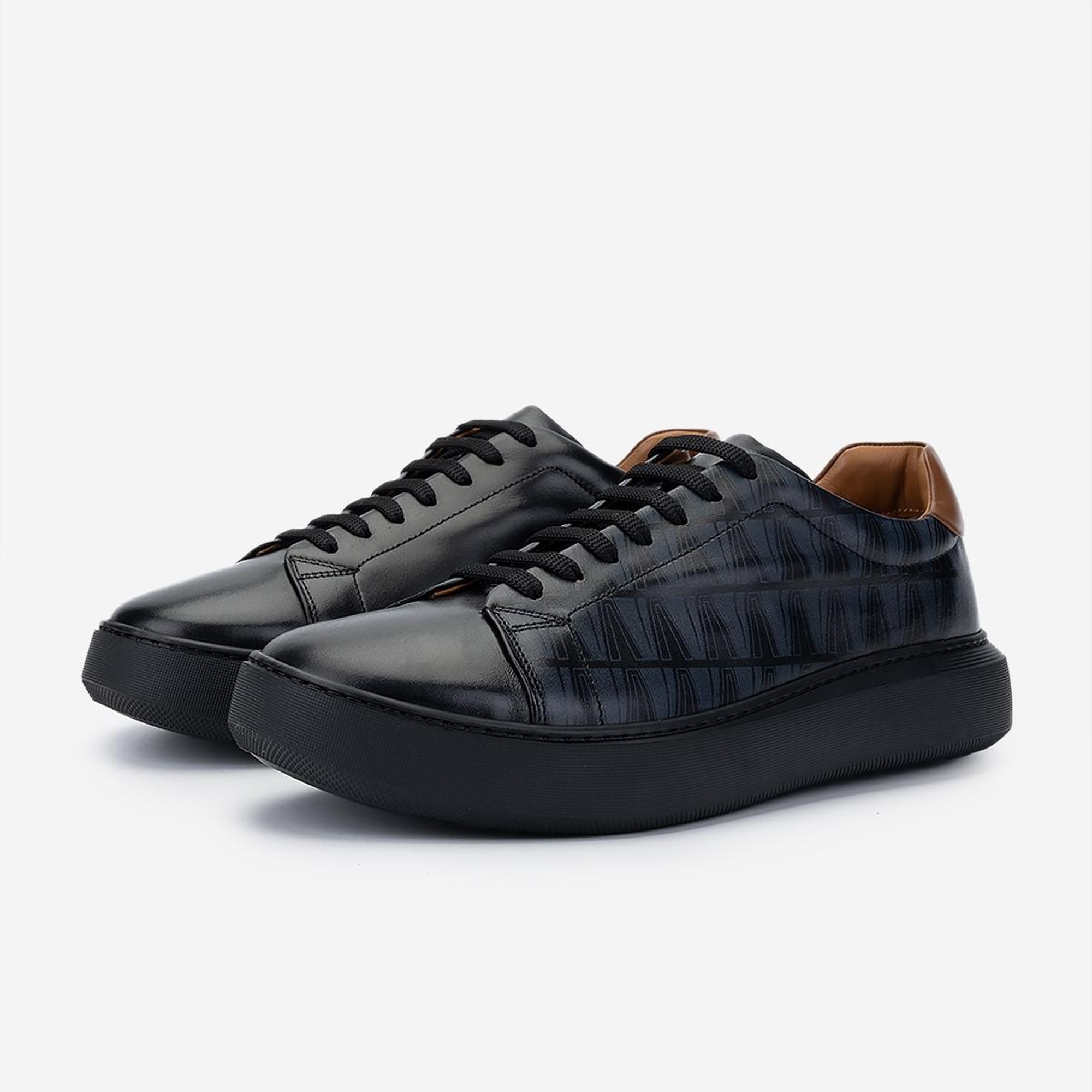 Valmenti Erkek Hakiki Deri Siyah Deri Sneakers & Spor Ayakkabı