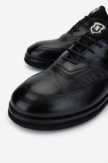  Valmenti Erkek Hakiki Deri Siyah Ayakkabı