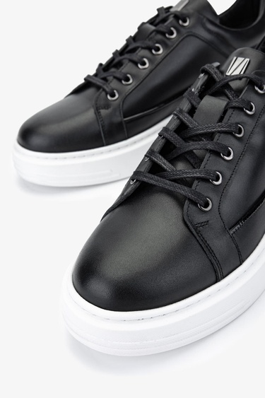  Valmenti Erkek Hakiki Deri Siyah Sneakers & Spor Ayakkabı