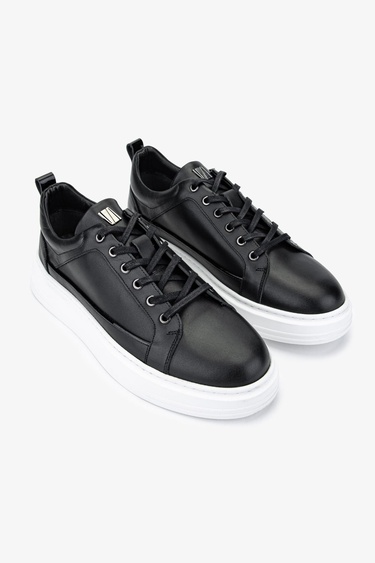  Valmenti Erkek Hakiki Deri Siyah Sneakers & Spor Ayakkabı