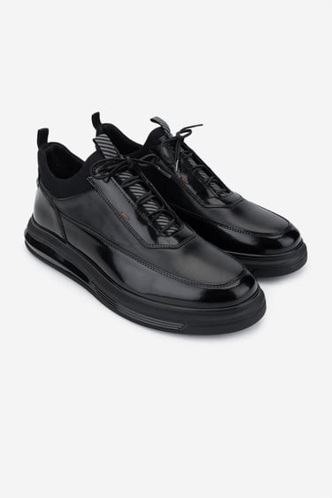  Valmenti Erkek Hakiki Deri Siyah Analin Casual Ayakkabı