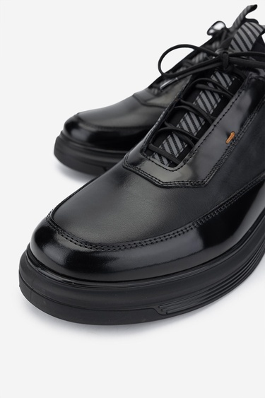  Valmenti Erkek Hakiki Deri Siyah Analin Casual Ayakkabı