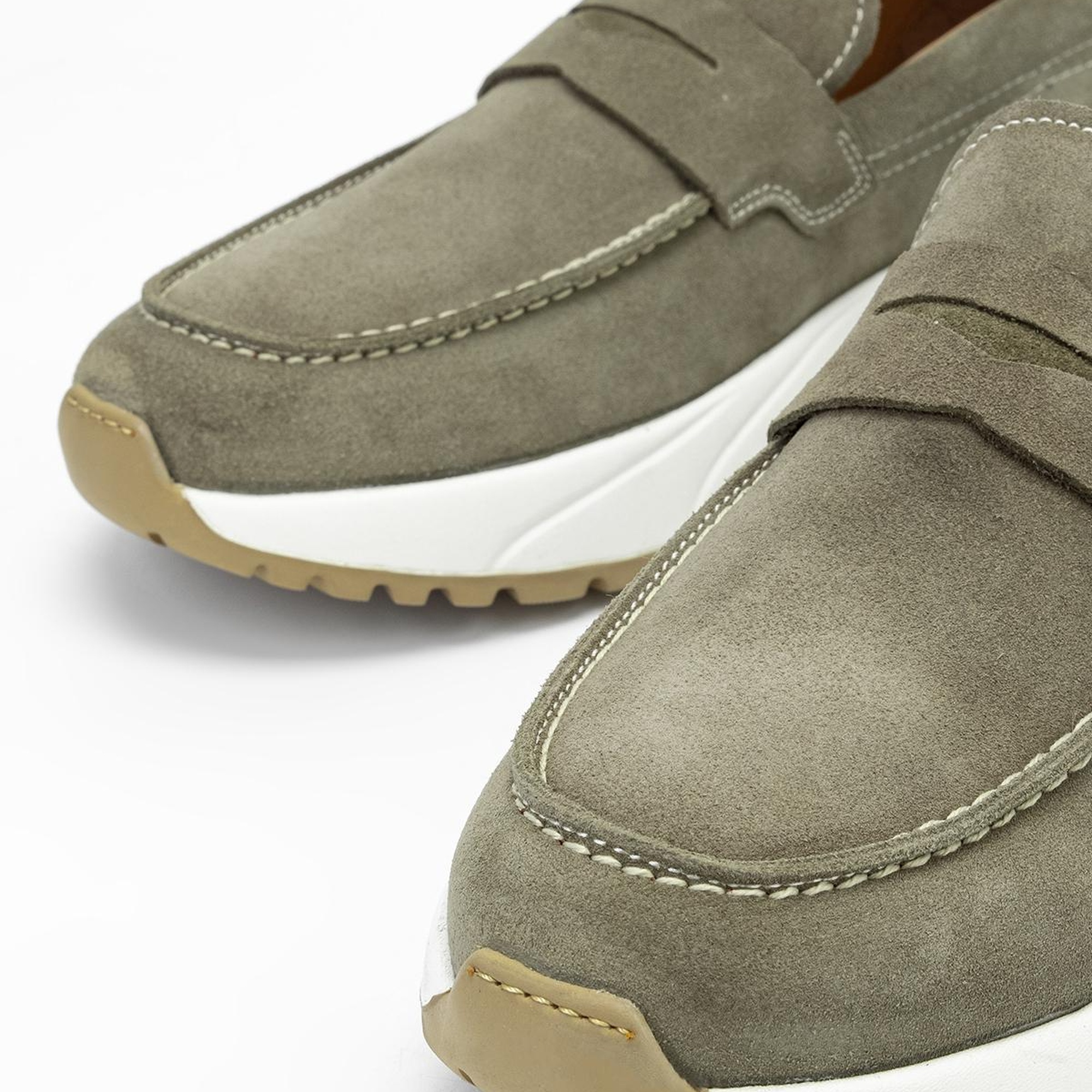 Valmenti Runo Erkek Haki Süet Hakiki Deri Loafer Ayakkabı