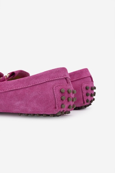  Valmenti West Kadın Fusya süet Hakiki Deri Loafer Ayakkabı