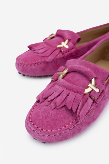  Valmenti West Kadın Fusya süet Hakiki Deri Loafer Ayakkabı