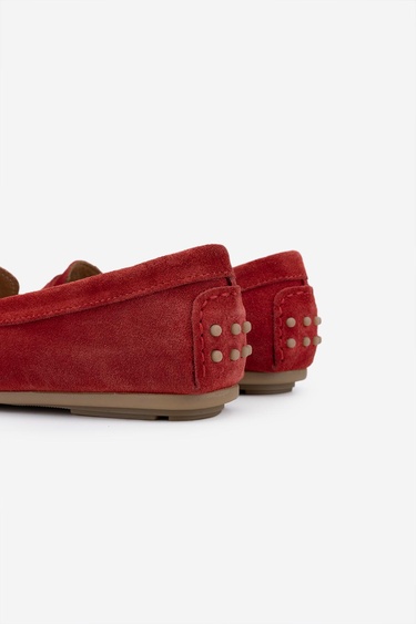  Valmenti Laisa Kadın Kırmızı Süet Hakiki Deri Loafer Ayakkabı