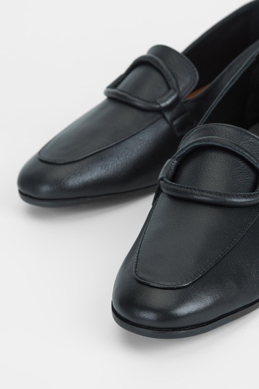  Valmenti Simax Kadın Siyah Hakiki Deri Loafer Ayakkabı