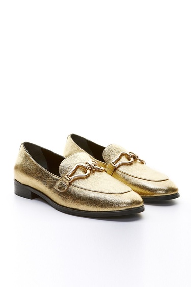  Valmenti Veronique Kadın Altın Hakiki Deri Loafer Ayakkabı