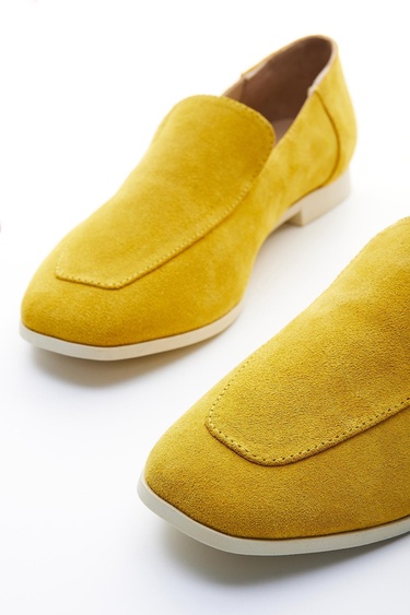  Valmenti Prunella Kadın Sarı Süet Hakiki Deri Loafer Ayakkabı