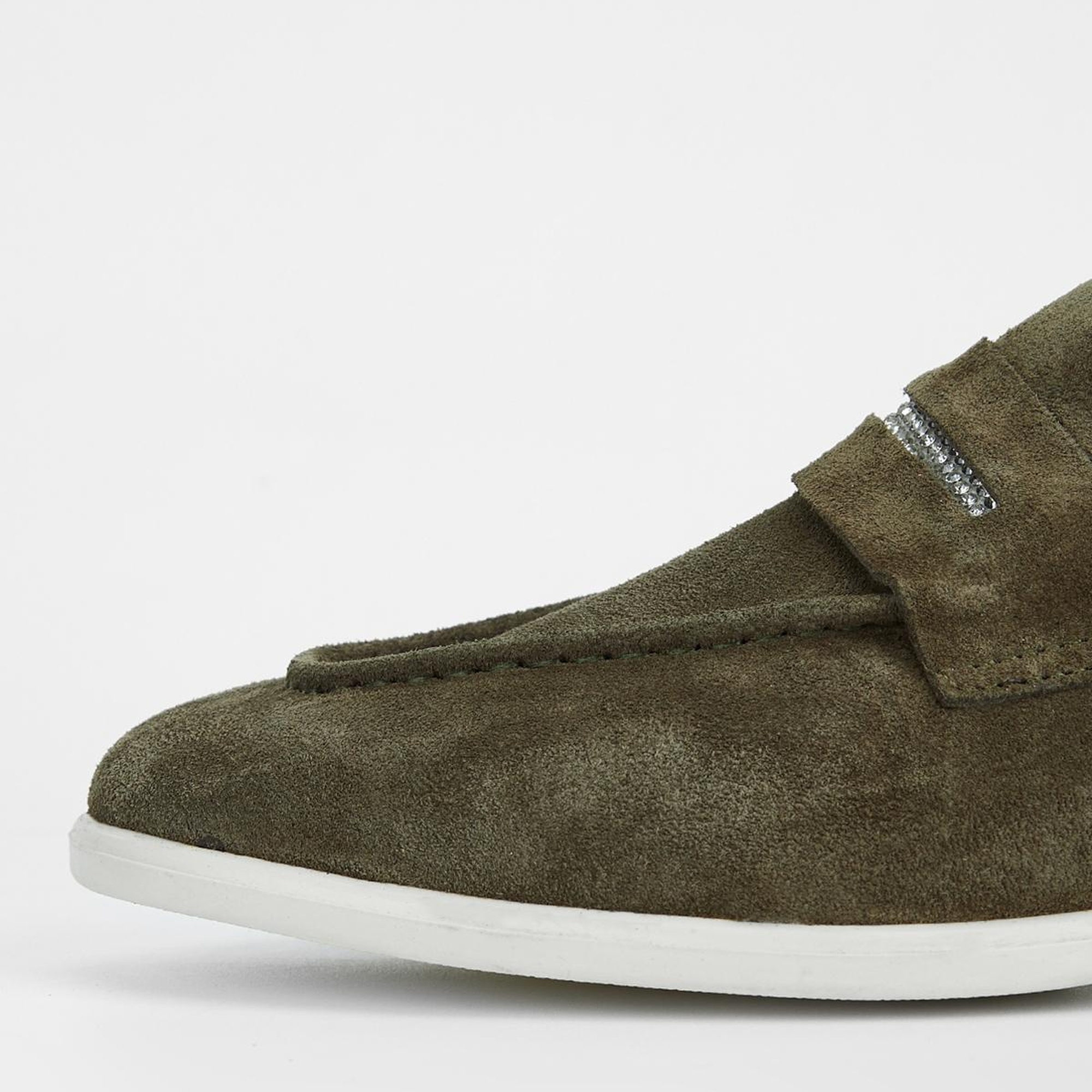 Valmenti Aegis Kadın Haki Süet Hakiki Deri Loafer Ayakkabı