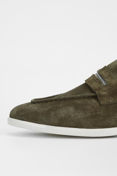  Valmenti Aegis Kadın Haki Süet Hakiki Deri Loafer Ayakkabı