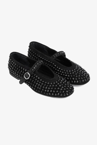  Valmenti Ares Kadın Siyah Süet Hakiki Deri Babet