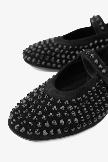  Valmenti Ares Kadın Siyah Süet Hakiki Deri Babet