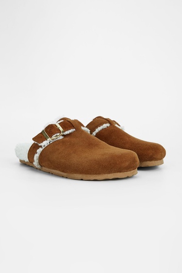  Valmenti Acrux Kadın Tarçın Süet Hakiki Deri Düz Terlik