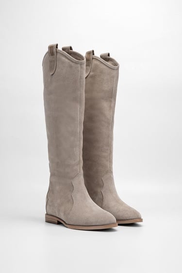  Valmenti Kadın Bej Süet Hakiki Deri Çizme