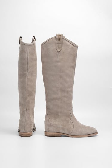  Valmenti Kadın Bej Süet Hakiki Deri Çizme