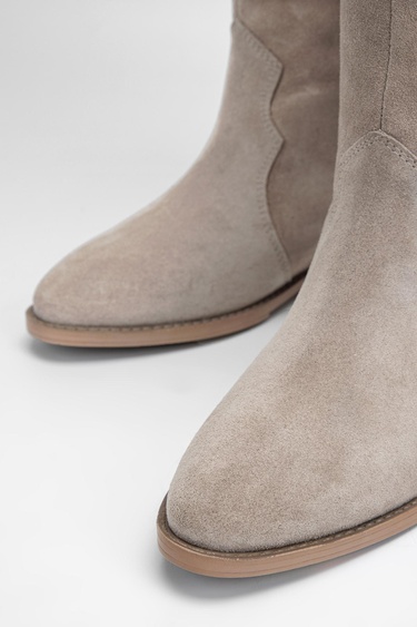  Valmenti Kadın Bej Süet Hakiki Deri Çizme