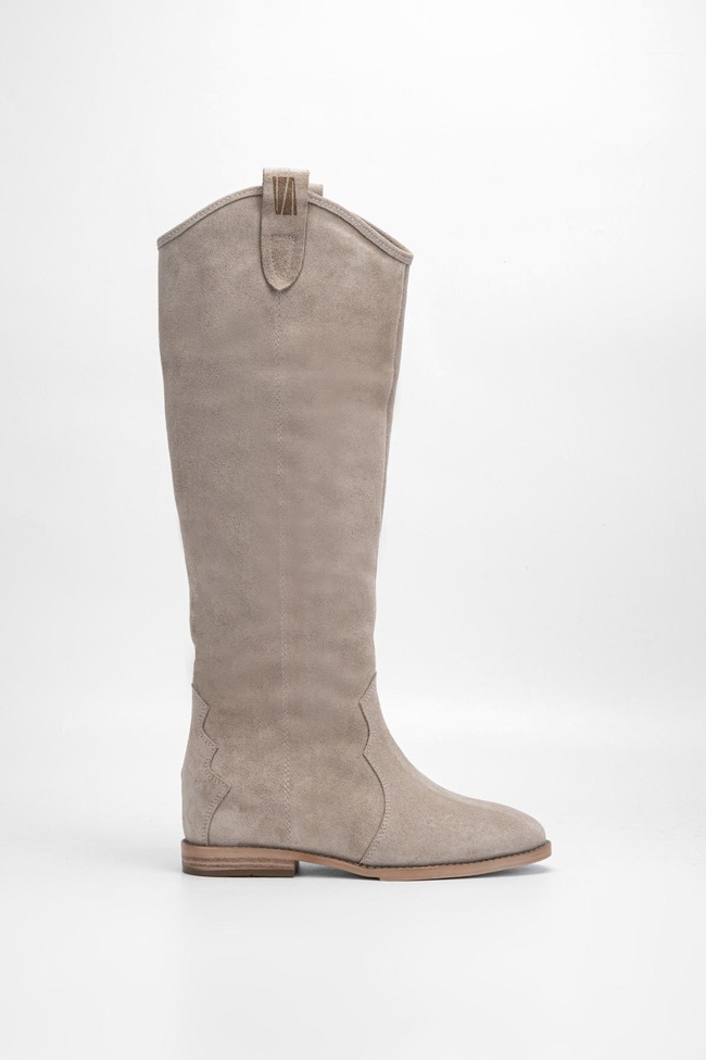  Valmenti Kadın Bej Süet Hakiki Deri Çizme