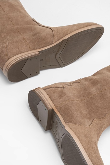  Valmenti Kadın Tütün Süet Hakiki Deri Çizme