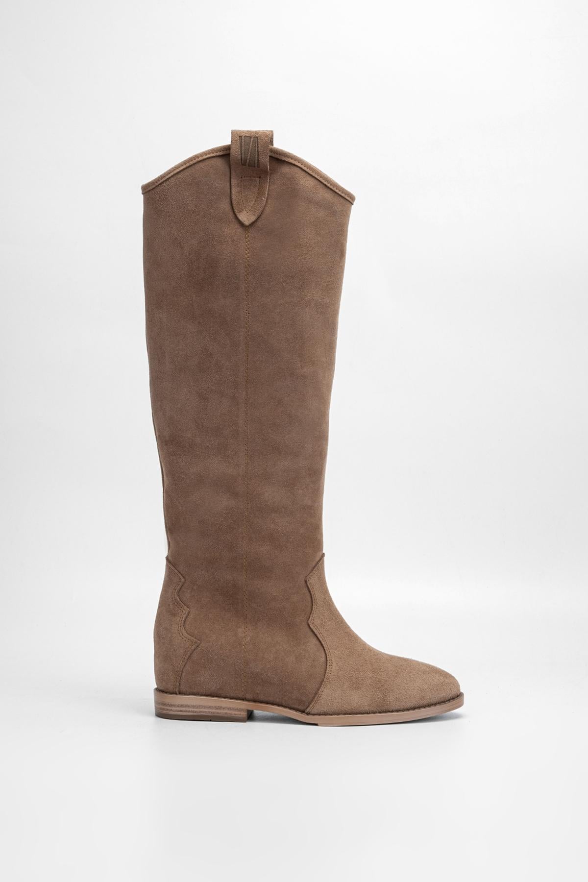  Valmenti Kadın Tütün Süet Hakiki Deri Çizme