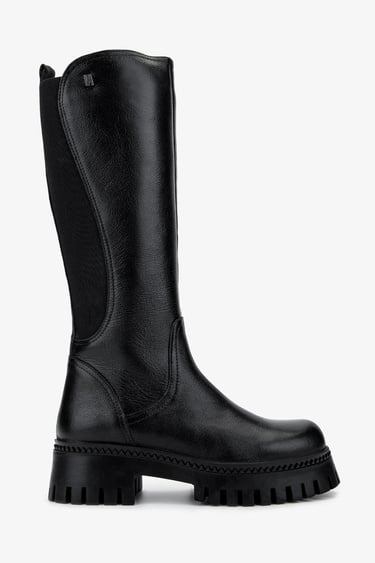  Valmenti Kadın Hakiki Deri Siyah Floter Casual Çizme