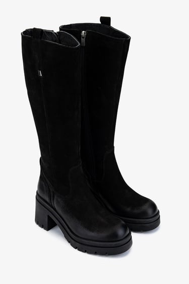  Valmenti Kadın Hakiki Deri Siyah Nubuk Casual Çizme