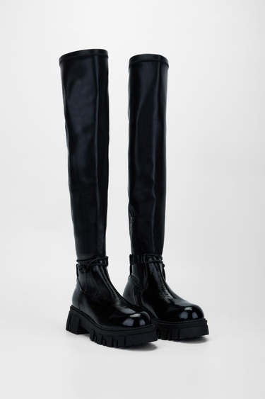  Valmenti Kadın Siyah Hakiki Deri Çizme