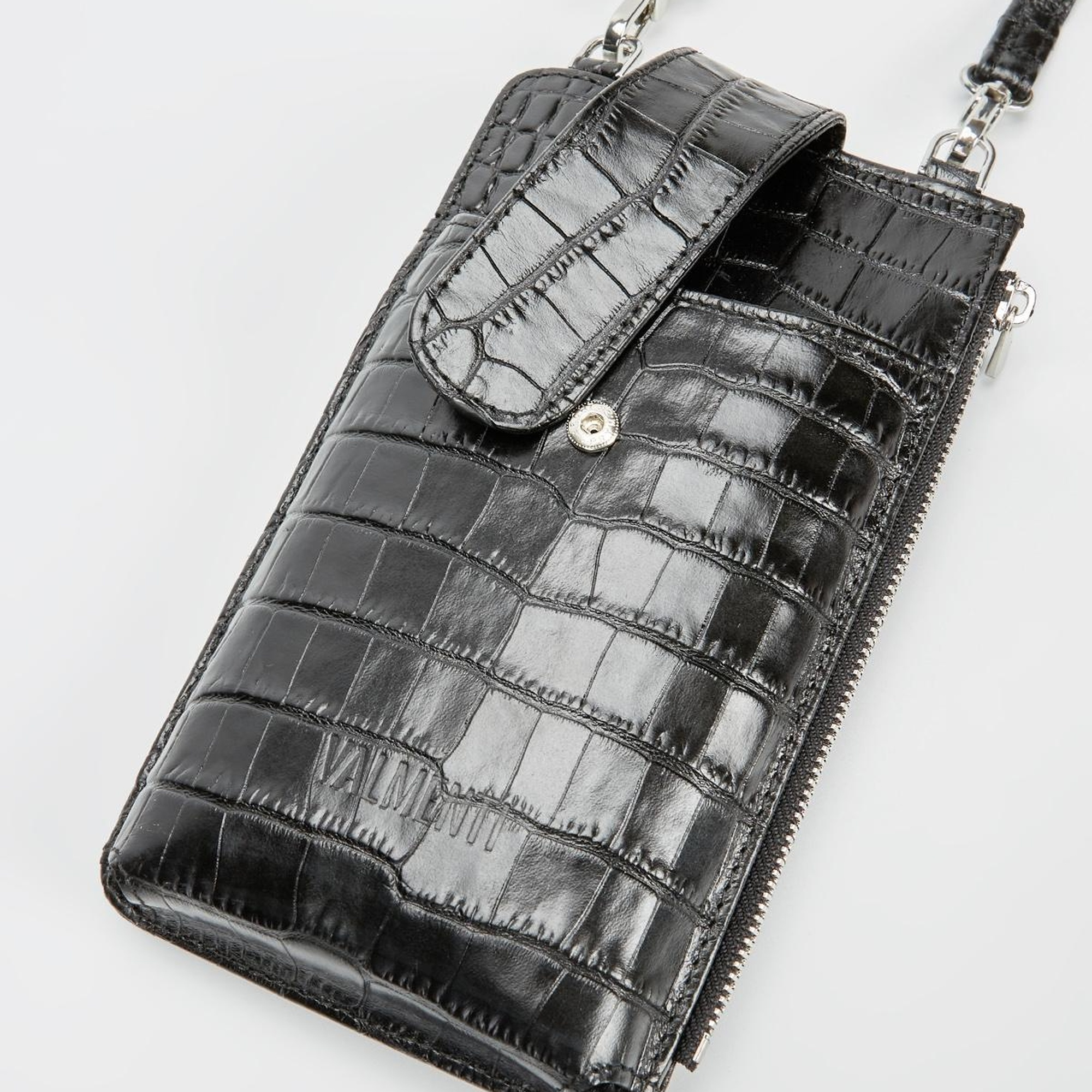 Valmenti Kadın Siyah Kroko Hakiki Deri Cuzdan,Kartlık,Anahtarlık