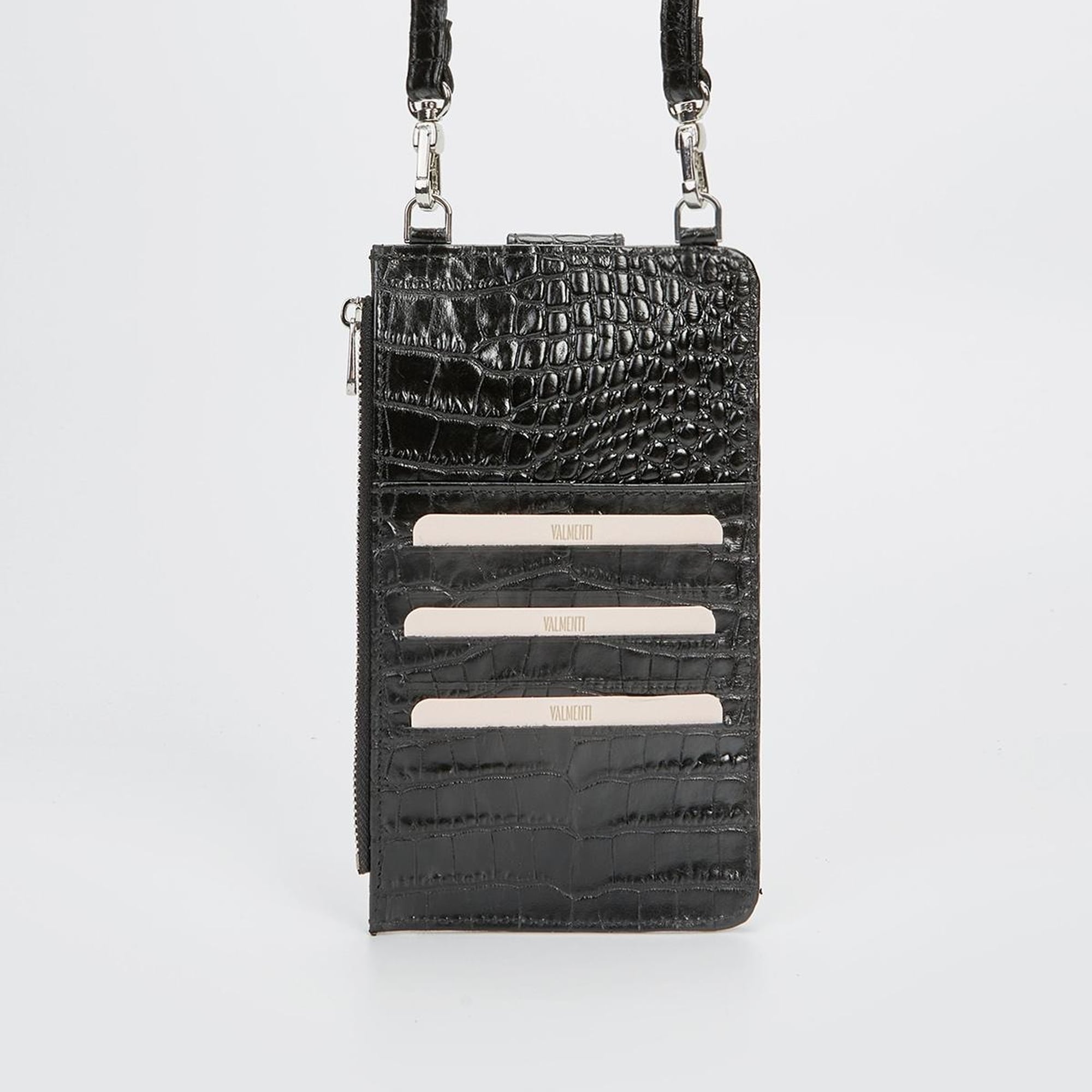 Valmenti Kadın Siyah Kroko Hakiki Deri Cuzdan,Kartlık,Anahtarlık