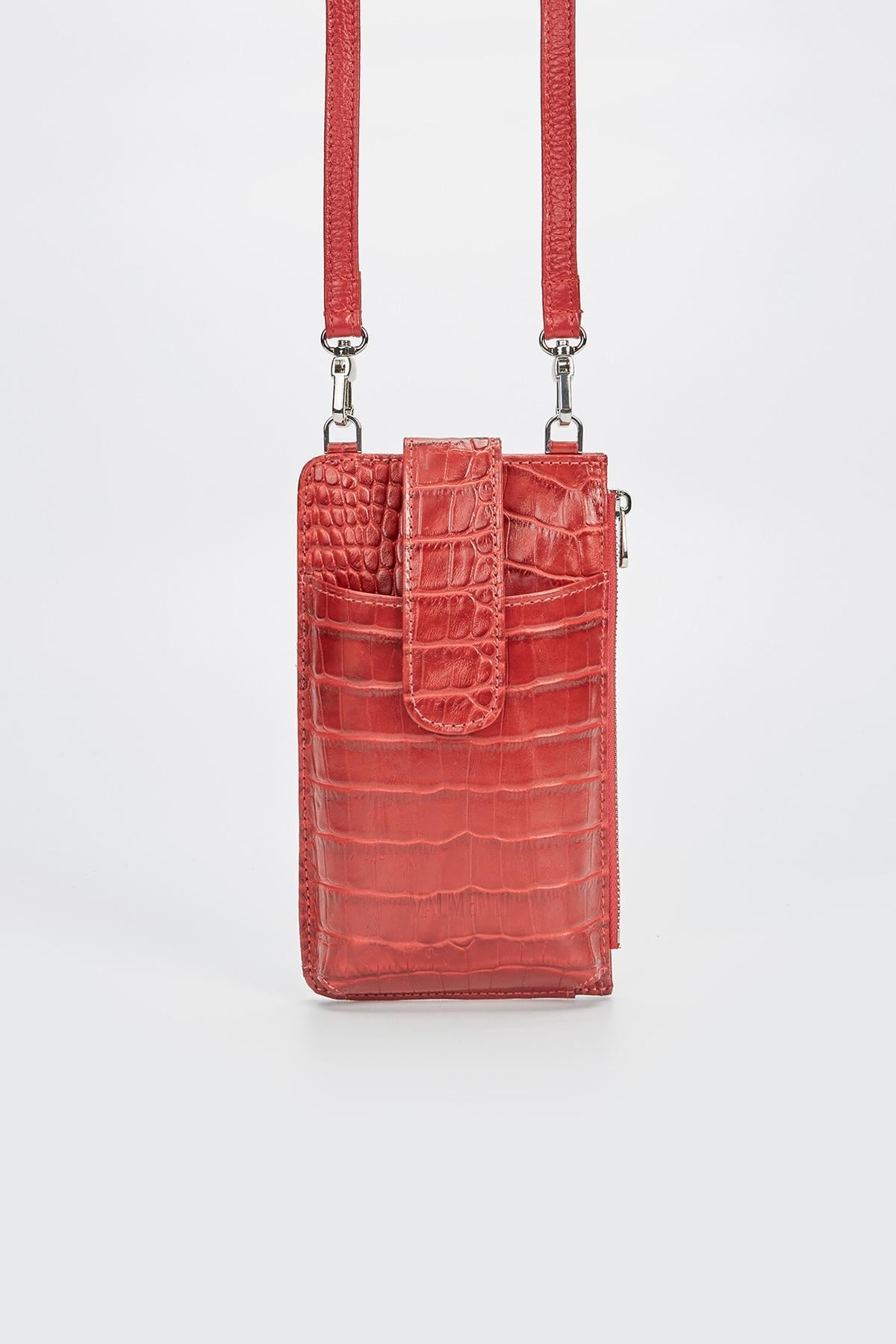  Valmenti Kadın Kırmızı Hakiki Deri Cuzdan,Kartlık,Anahtarlık