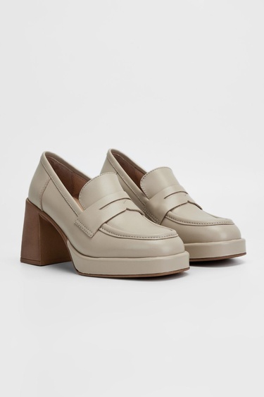  Valmenti Kadın Bej Hakiki Deri Topuklu Ayakkabı