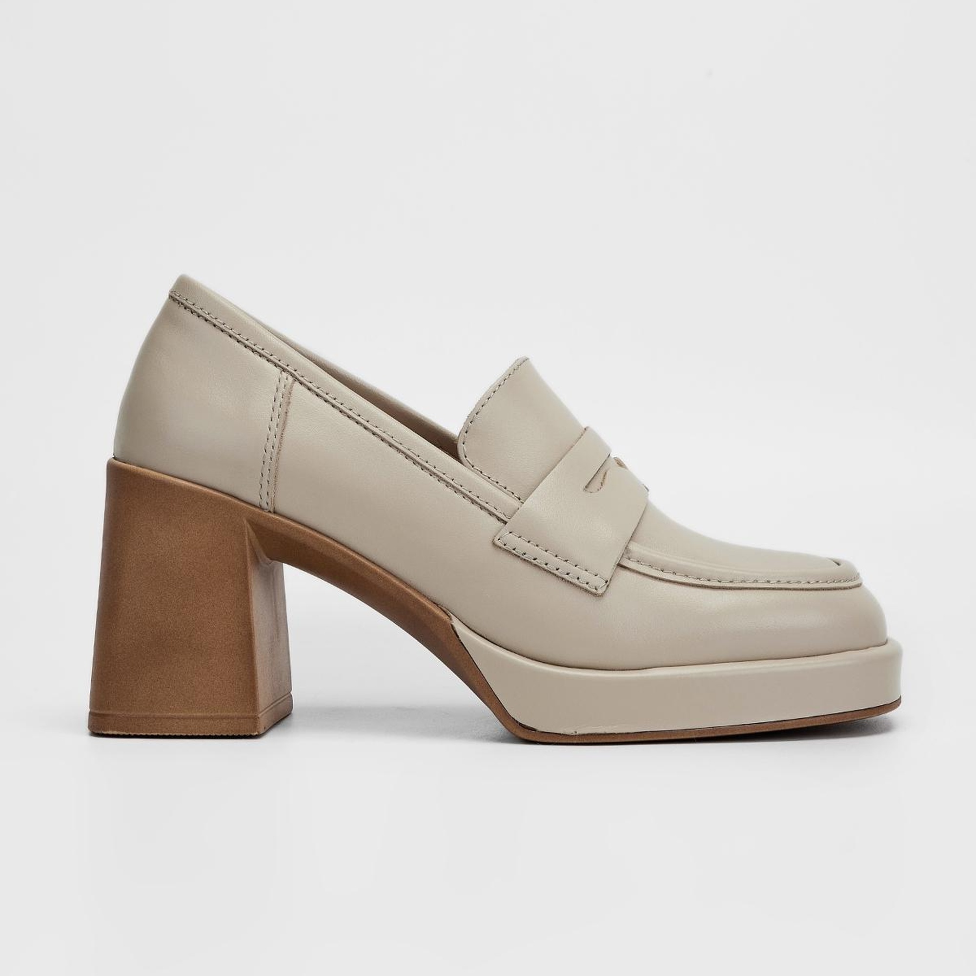 Valmenti Kadın Bej Hakiki Deri Topuklu Ayakkabı