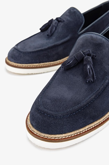  Valmenti Hint Erkek Lacivert Süet Hakiki Deri Loafer Ayakkabı