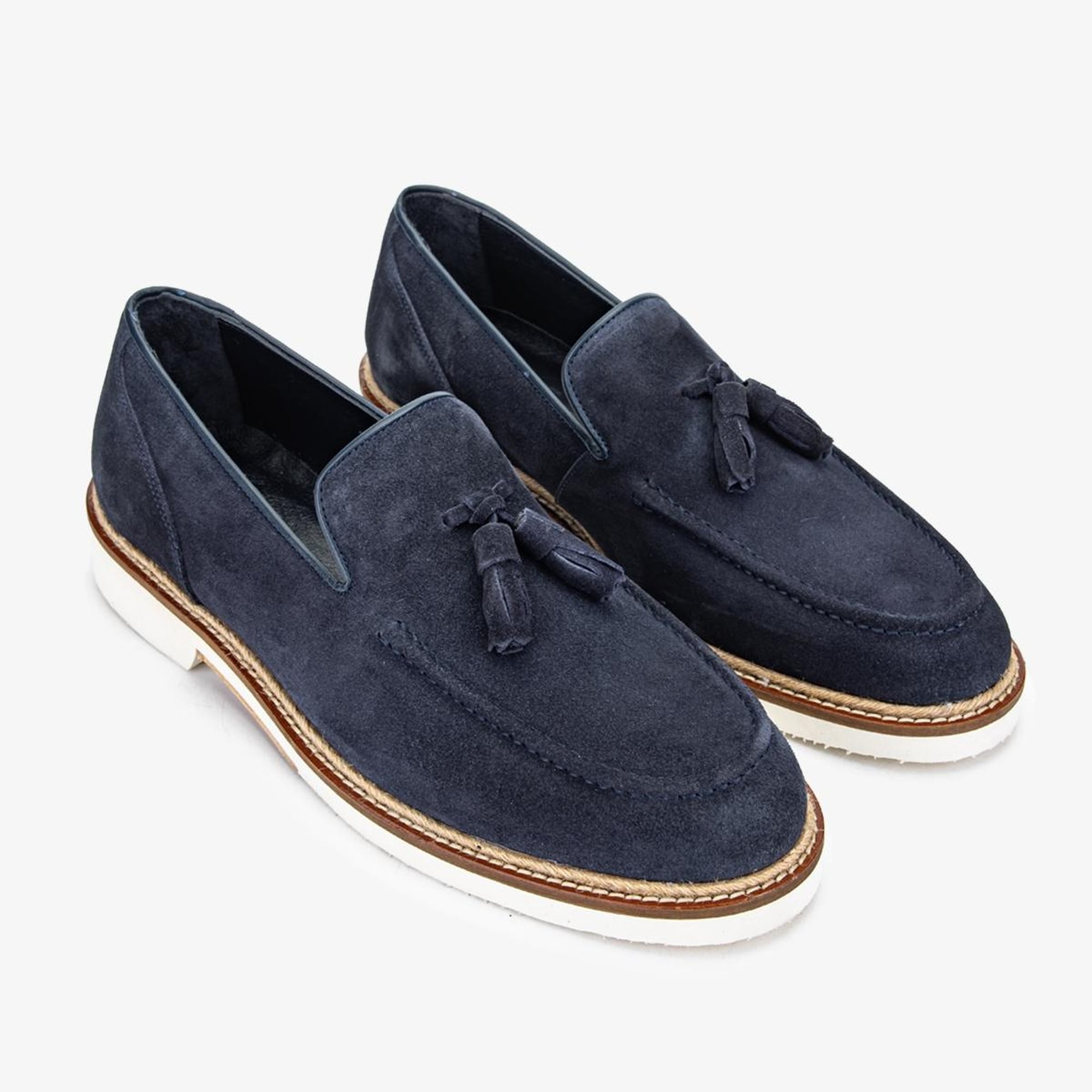 Valmenti Hint Erkek Lacivert Süet Hakiki Deri Loafer Ayakkabı