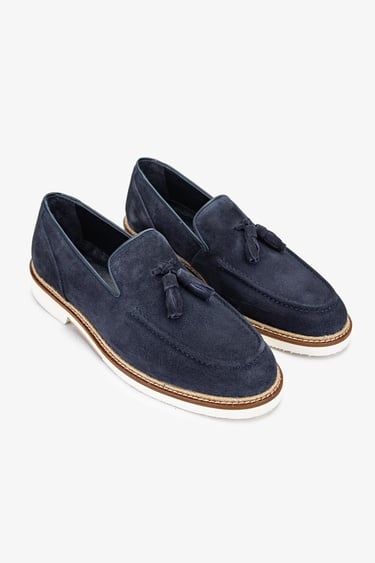  Valmenti Hint Erkek Lacivert Süet Hakiki Deri Loafer Ayakkabı