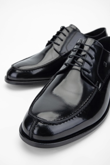  Valmenti Erkek Siyah Açma Hakiki Deri Klasik Ayakkabı