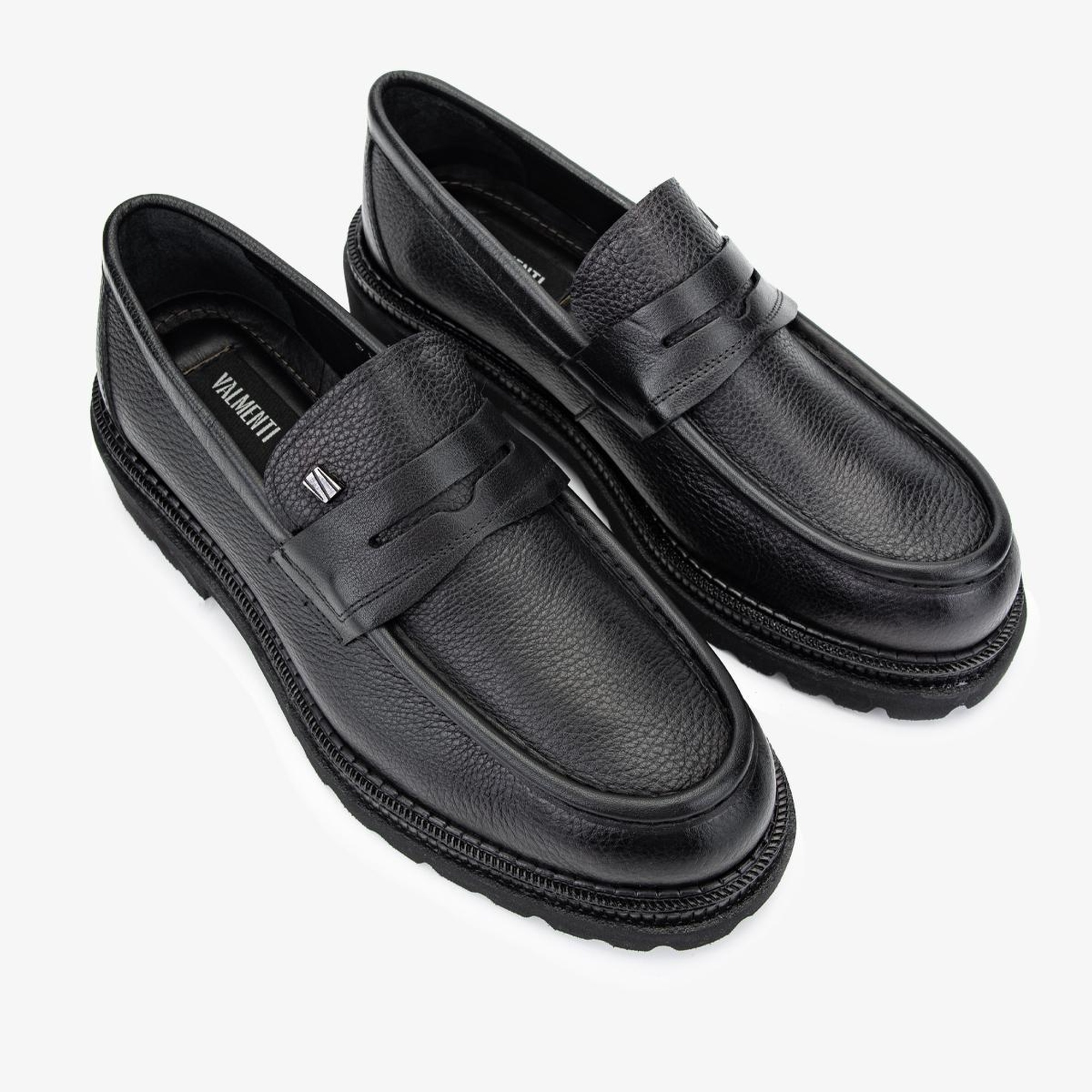 Valmenti Erkek Hakiki Deri Siyah Floter Loafer Ayakkabı
