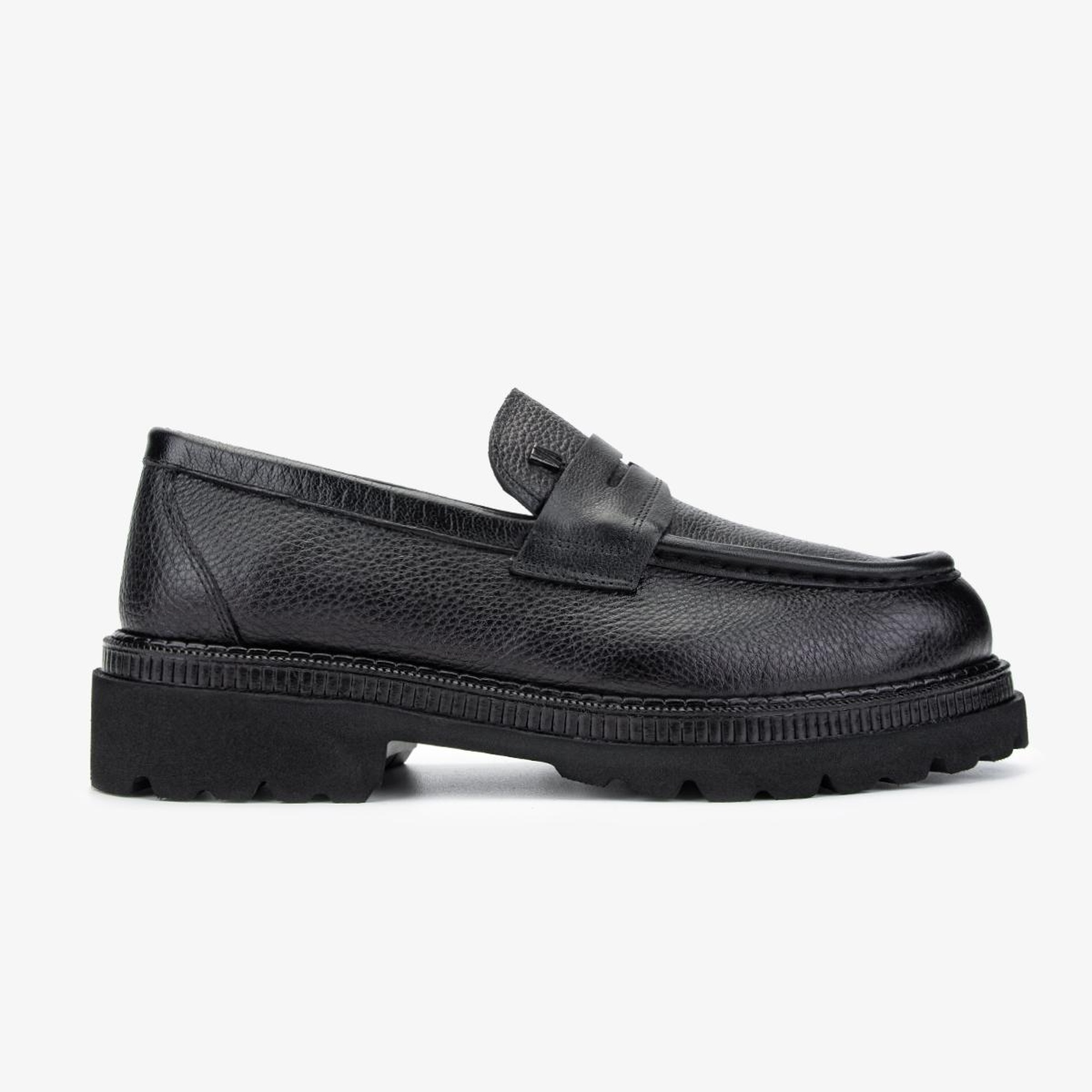 Valmenti Erkek Hakiki Deri Siyah Floter Loafer Ayakkabı