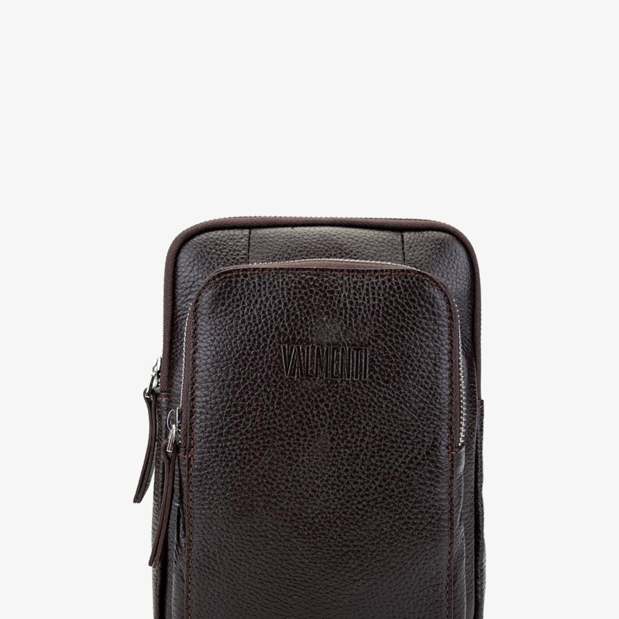 Valmenti Erkek Hakiki Deri Kahverengi Body Bag Çanta