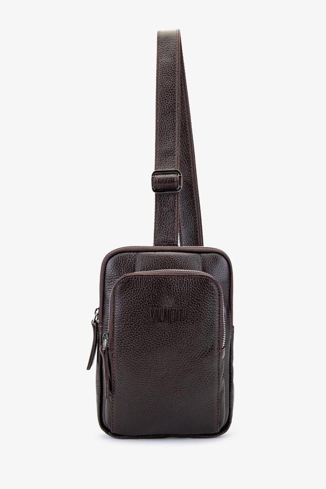  Valmenti Erkek Hakiki Deri Kahverengi Body Bag Çanta
