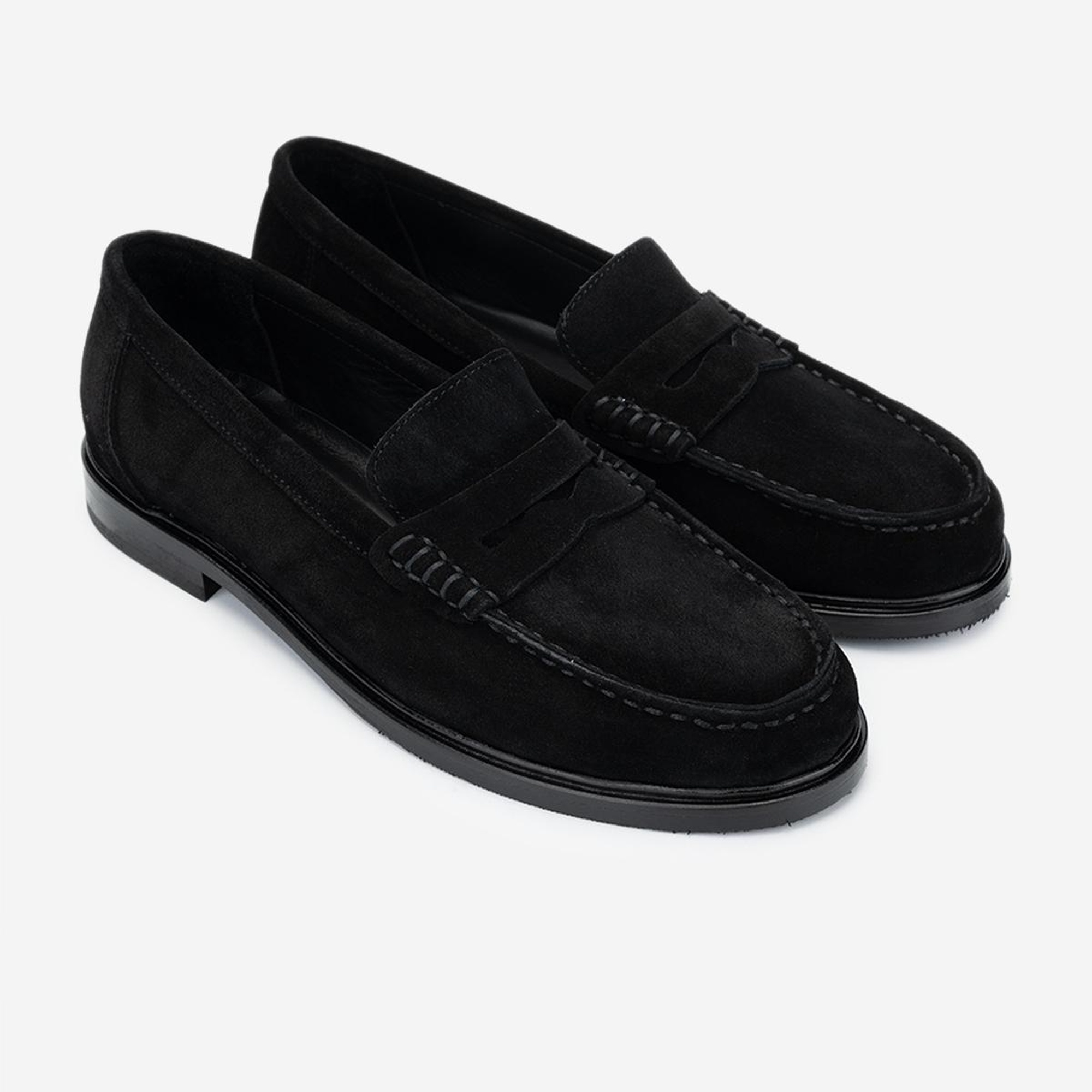 Valmenti Kadın Hakiki Deri Siyah Süet Loafer Ayakkabı