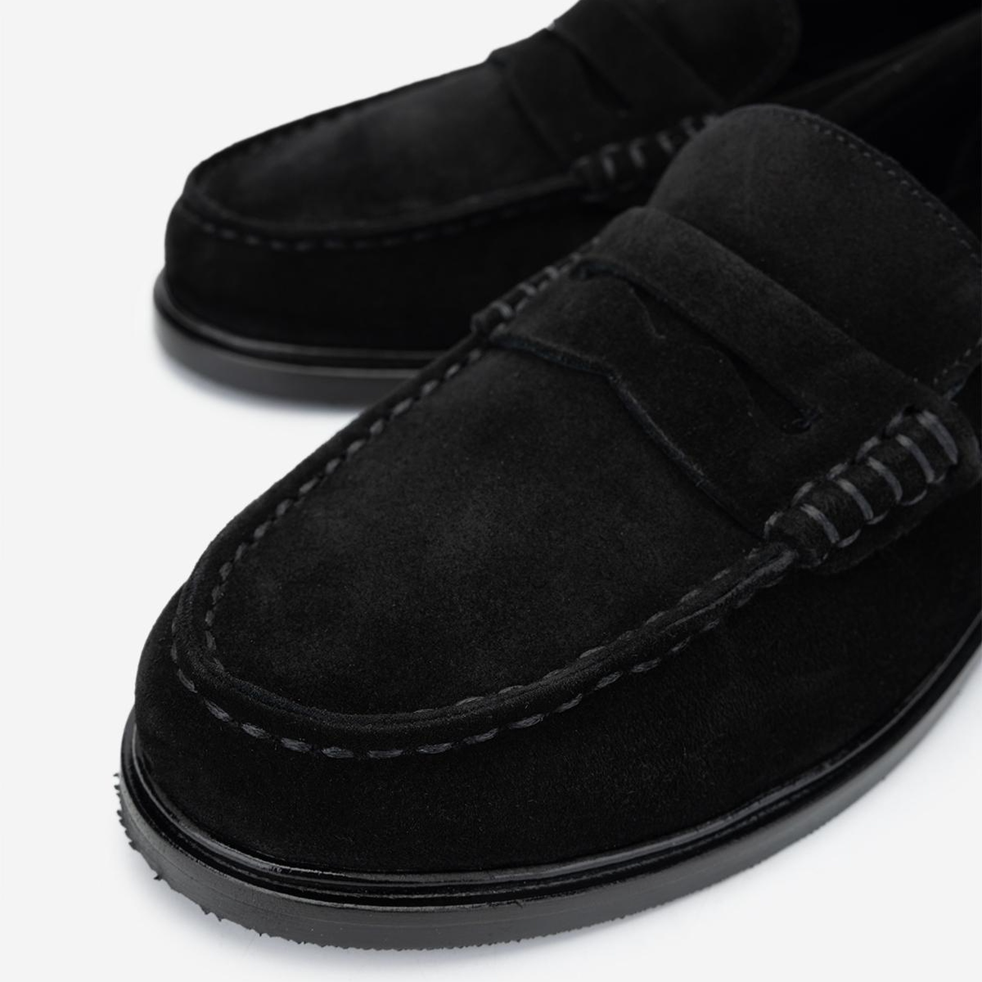 Valmenti Kadın Hakiki Deri Siyah Süet Loafer Ayakkabı