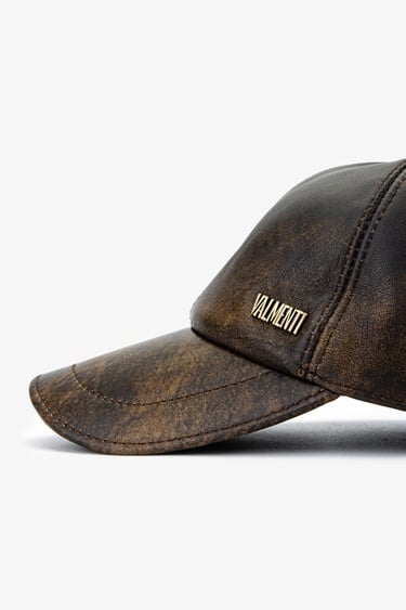  Valmenti Erkek Hakiki Deri Kahverengi Şapka