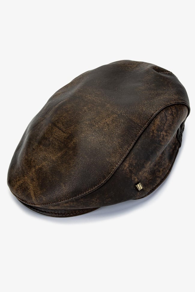  Valmenti Erkek Hakiki Deri Kahverengi Şapka