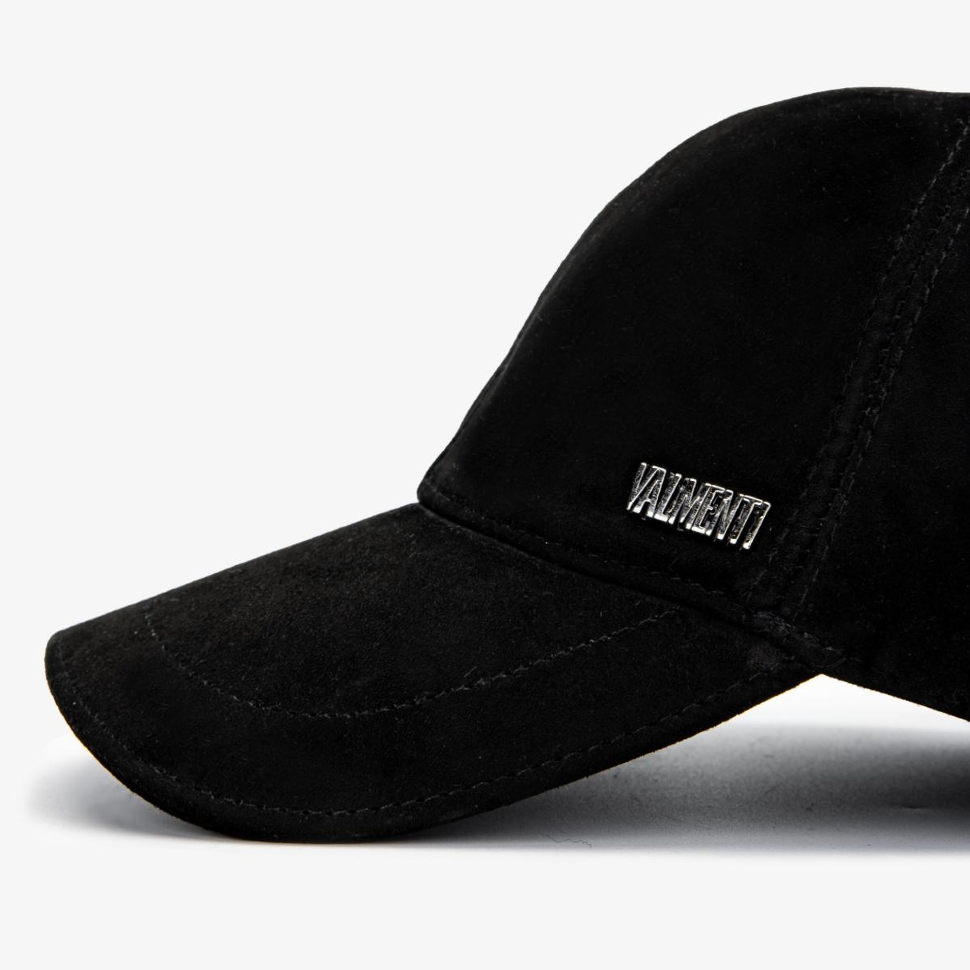 Valmenti Erkek Hakiki Deri Siyah Süet Beyzbol Şapka