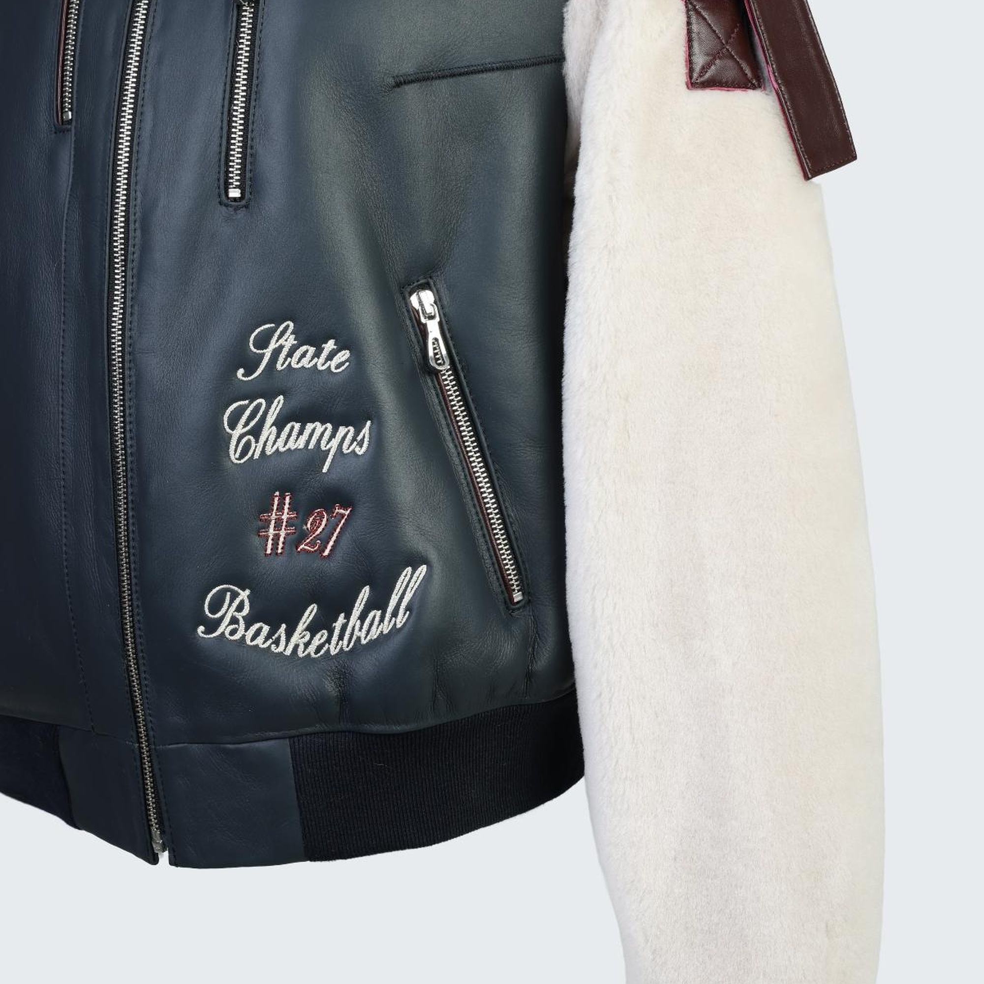 Valmenti Kadın Lacivert Deri/Kürk Mont