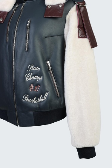  Valmenti Kadın Lacivert Deri/Kürk Mont