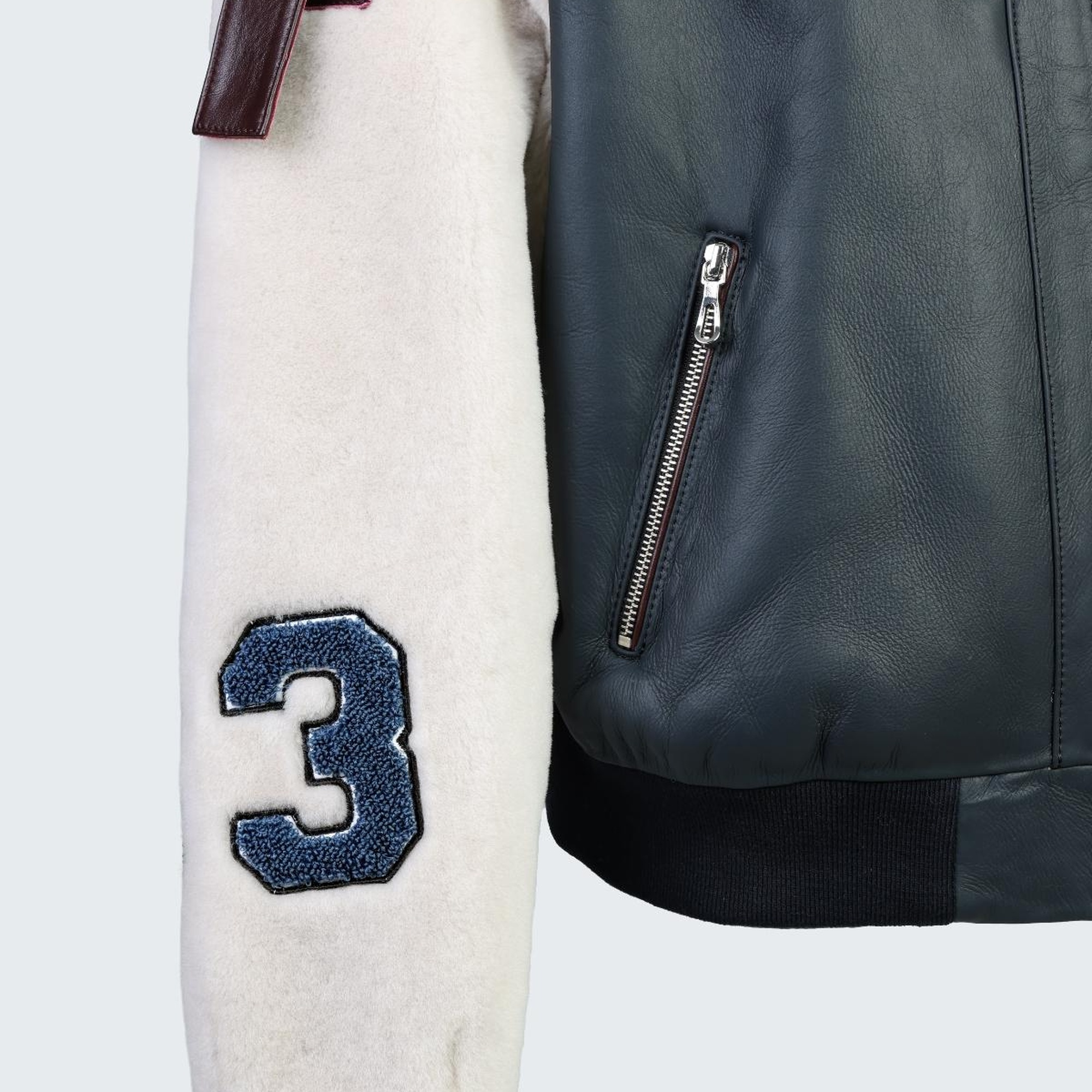 Valmenti Kadın Lacivert Deri/Kürk Mont