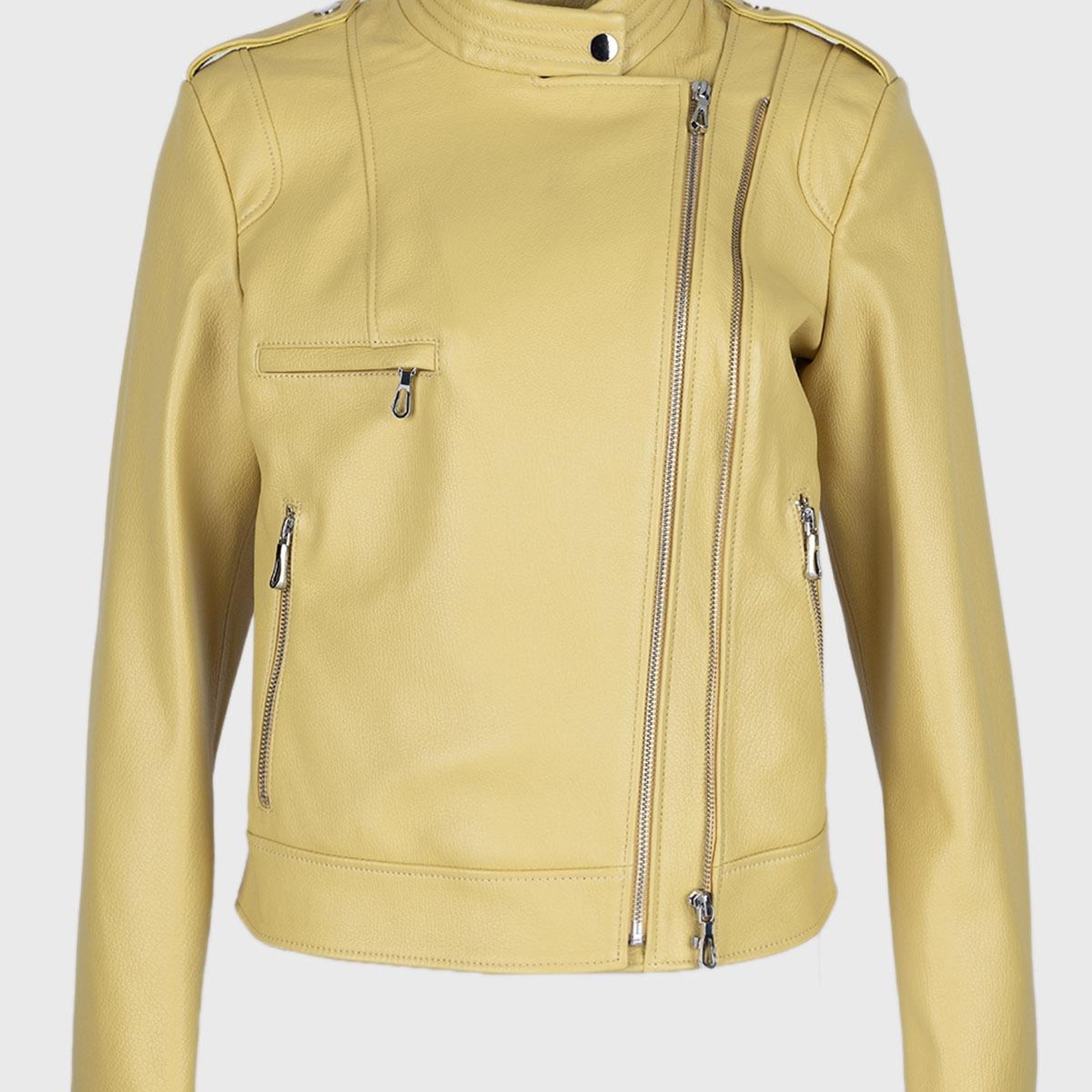 Valmenti Kadın Hakiki Deri Sarı Mont